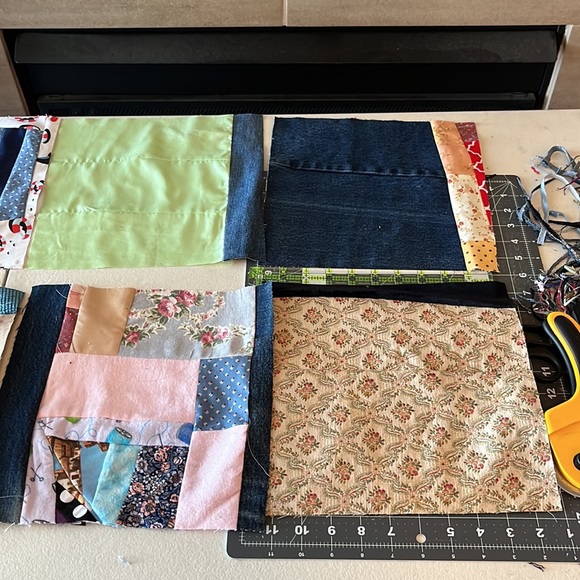 New, Handmade/Hand Cut by Me, Set of Ten, 10 1/4” Scrap Quilt Blocks, Recycling - Picture 4 of 5